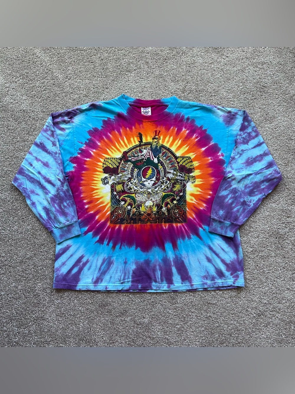 Vintage Grateful Dead Tie Dye Long Sleeve Shirt XL Jerry Garcia Steal Your Face